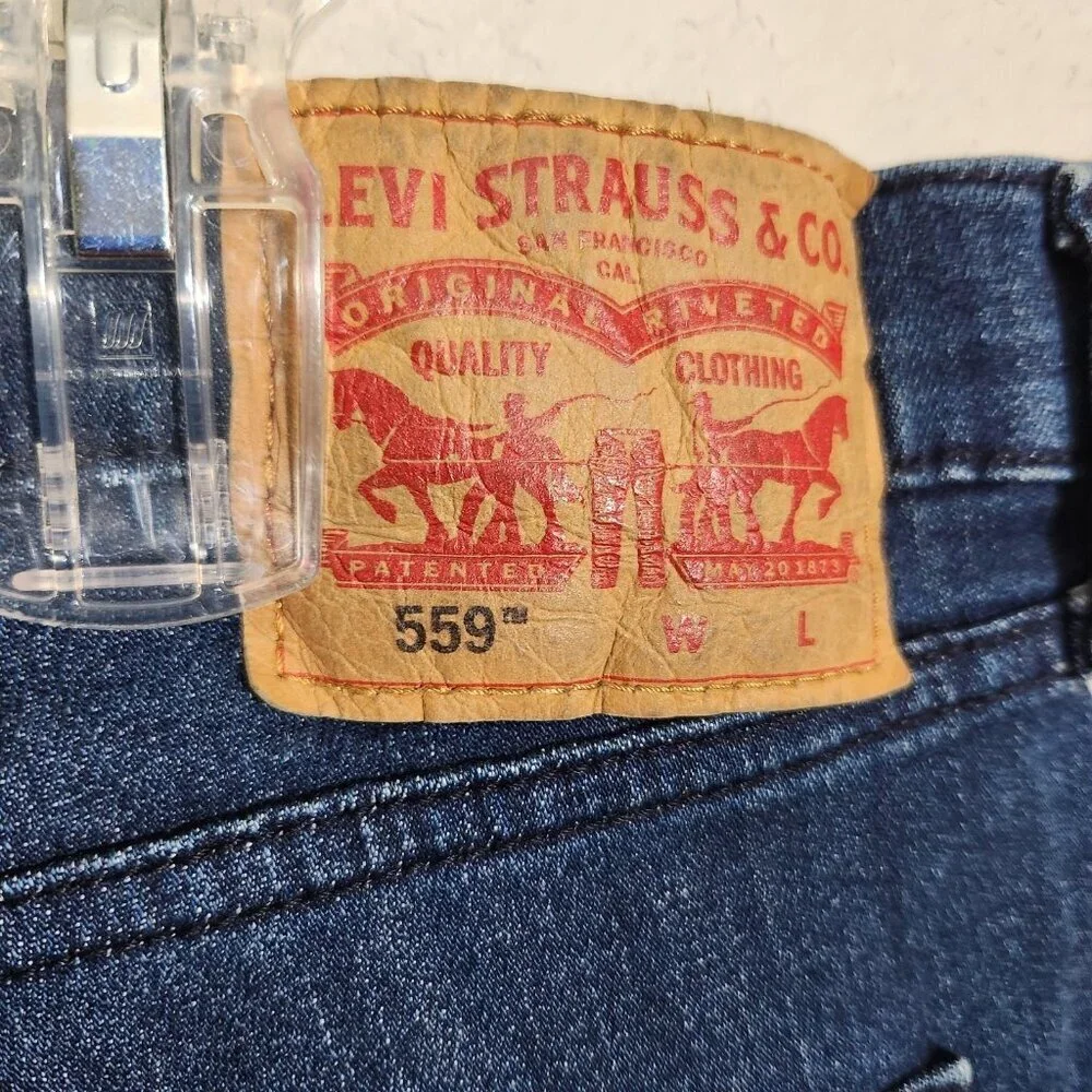 Levis 559 Jeans Mens 44x28 Blue Straight Fit Stretch Denim Medium Wash Big Tall